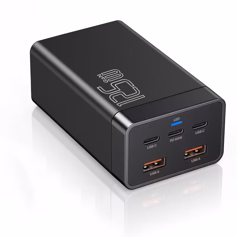 125W Gan PD Fast Charger Station 2 USB-A Ports 3 Type-C